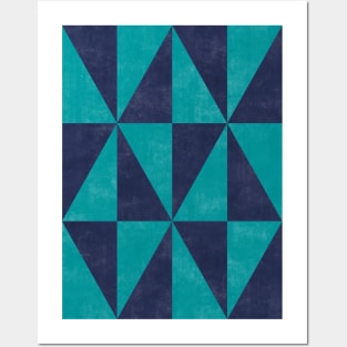 Geometric Triangle Pattern - Turquoise, Blue Concrete Posters and Art